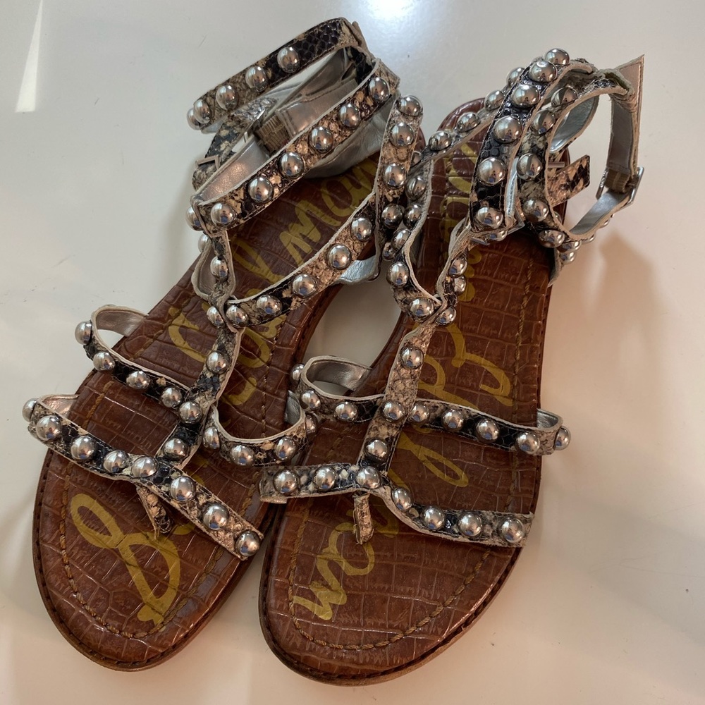 Sam Edelman Studded Gladiator Sandal-Snakeskin